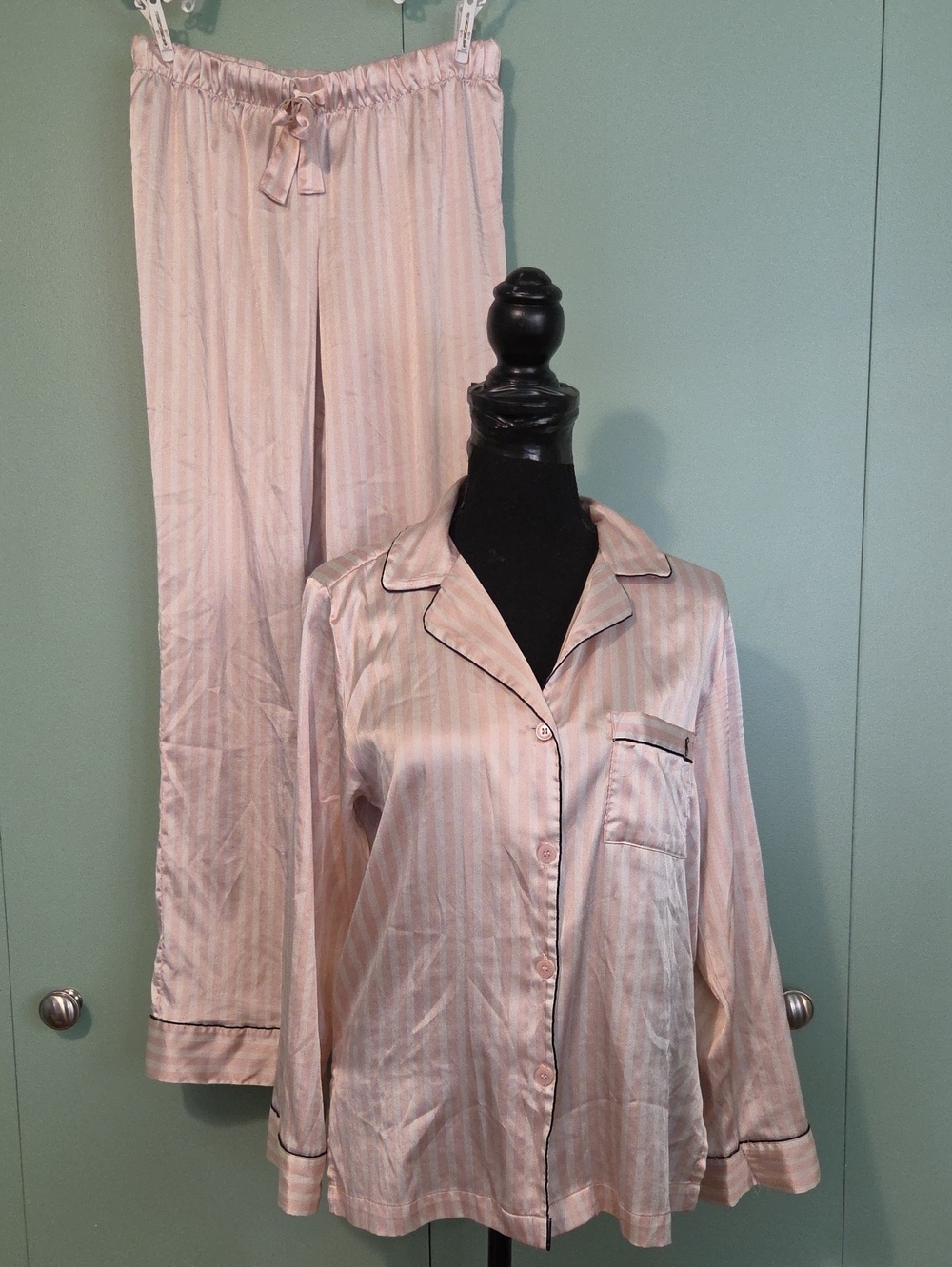 Victorias Secret Classic Pink Striped Pajama Set Size Xs